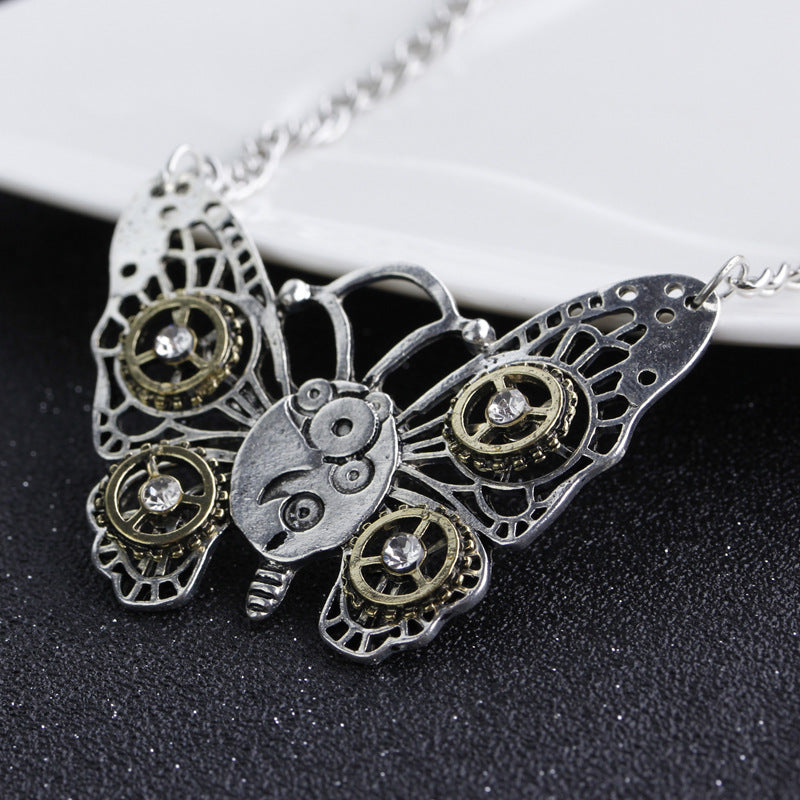 Wholesale Steampunk Heart Mechanical Gear Clavicle Necklace Retro Insect Owl Pendant Chic Jewelry Accessory Gift For Unisex