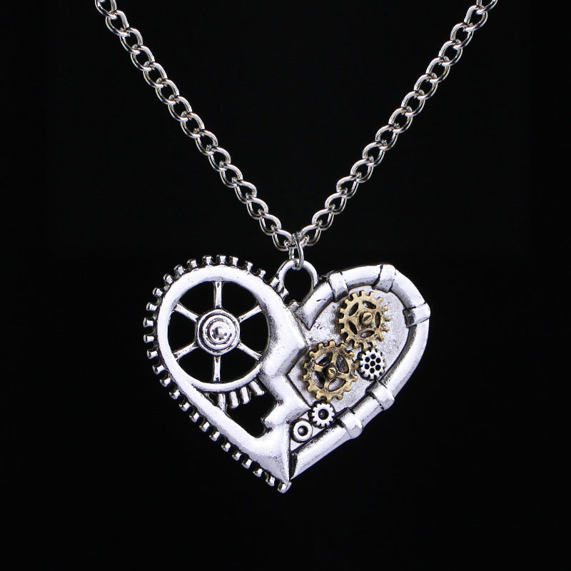 Wholesale Steampunk Heart Mechanical Gear Clavicle Necklace Retro Insect Owl Pendant Chic Jewelry Accessory Gift For Unisex