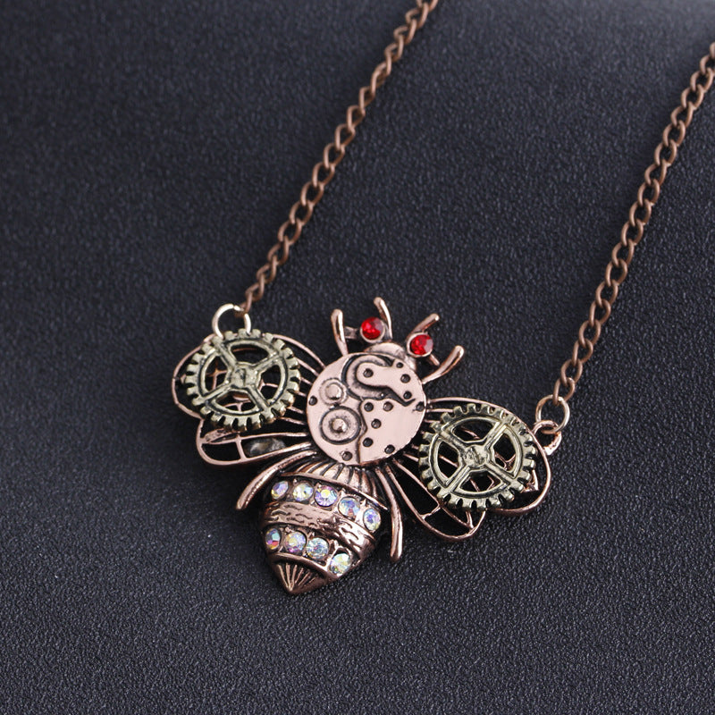 Wholesale Steampunk Heart Mechanical Gear Clavicle Necklace Retro Insect Owl Pendant Chic Jewelry Accessory Gift For Unisex