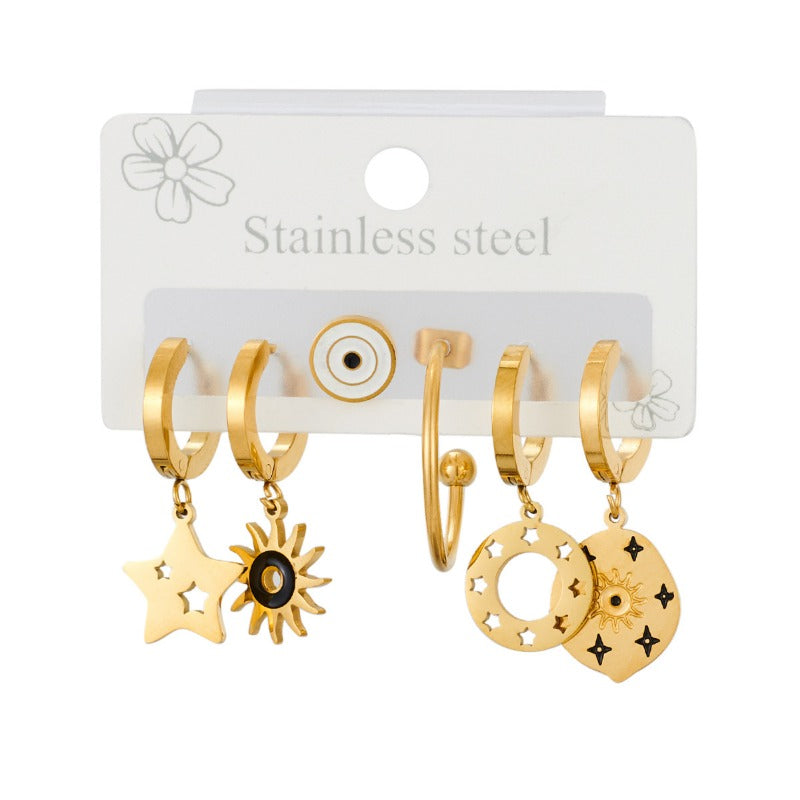 Wholesale Star Sun Titanium Steel Earrings SetACC-ES-BangJie005
