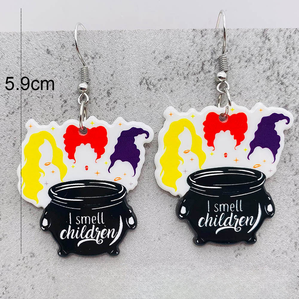 Wholesale Halloween Horror Pumpkin Ghost Tarot Acrylic Earrings ACC-ES-ChenY025