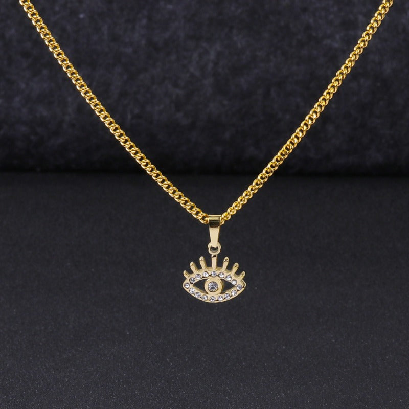 Wholesale Stainless Steel Butterfly Evil Eye Necklace ACC-NE-FeiLing008