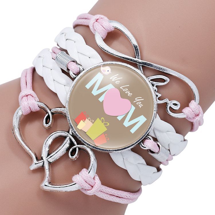 Wholesale Letter mom multi-layer braided leather bracelet