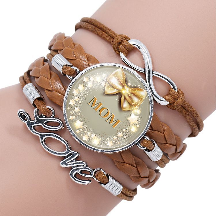 Wholesale Letter mom multi-layer braided leather bracelet