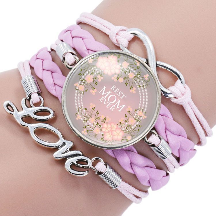 Wholesale Letter mom multi-layer braided leather bracelet