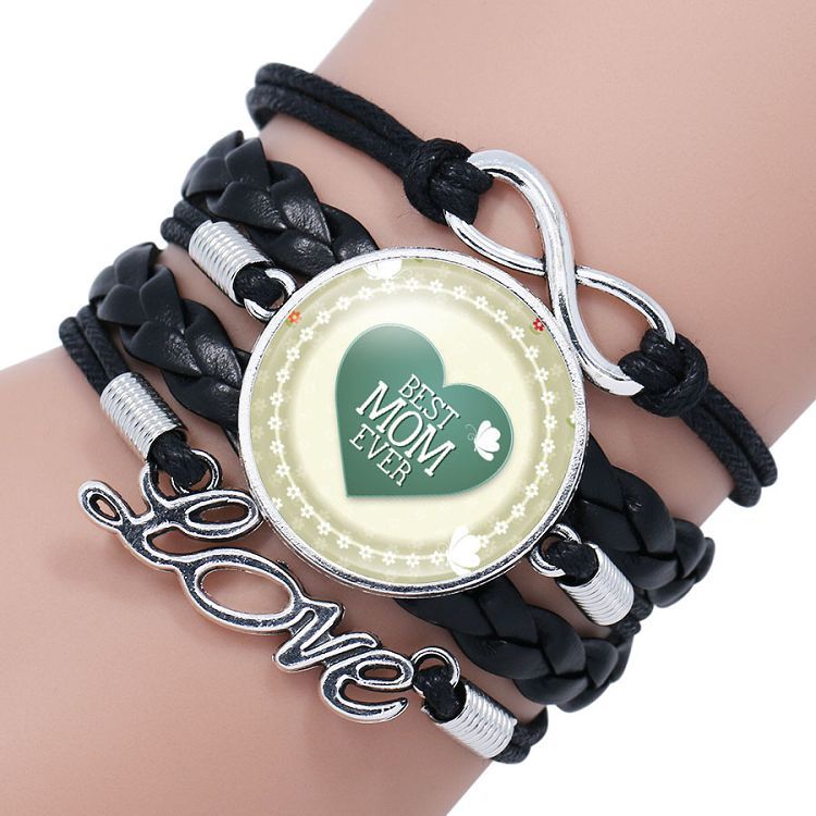 Wholesale Letter mom multi-layer braided leather bracelet