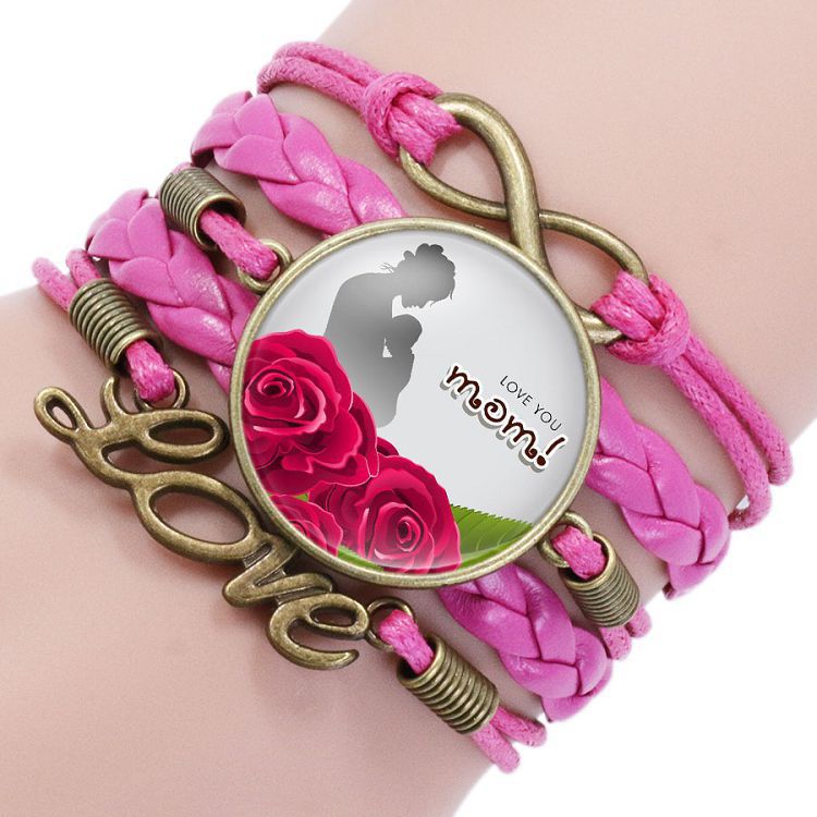 Wholesale Letter mom multi-layer braided leather bracelet