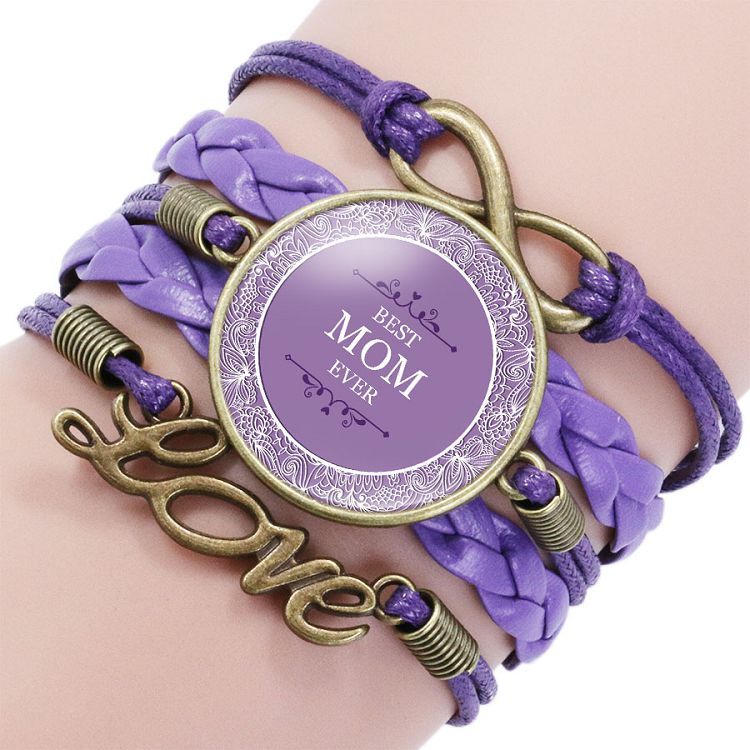 Wholesale Letter mom multi-layer braided leather bracelet