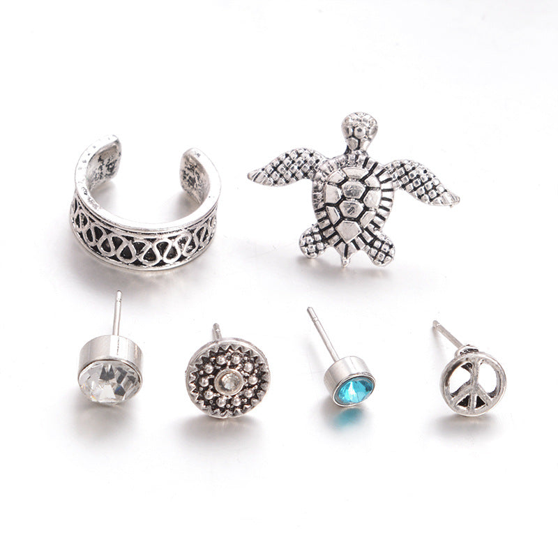 Wholesale Bohemian Vintage Carved Turtle Alloy Earring Set ACC-ES-KeRen001