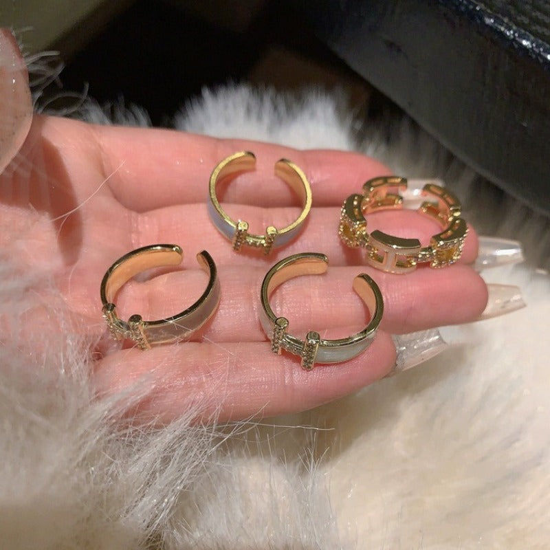 Wholesale Letter Light Luxury Enamel Micro-inlaid Ring ACCVIP-RS-Chuyu001