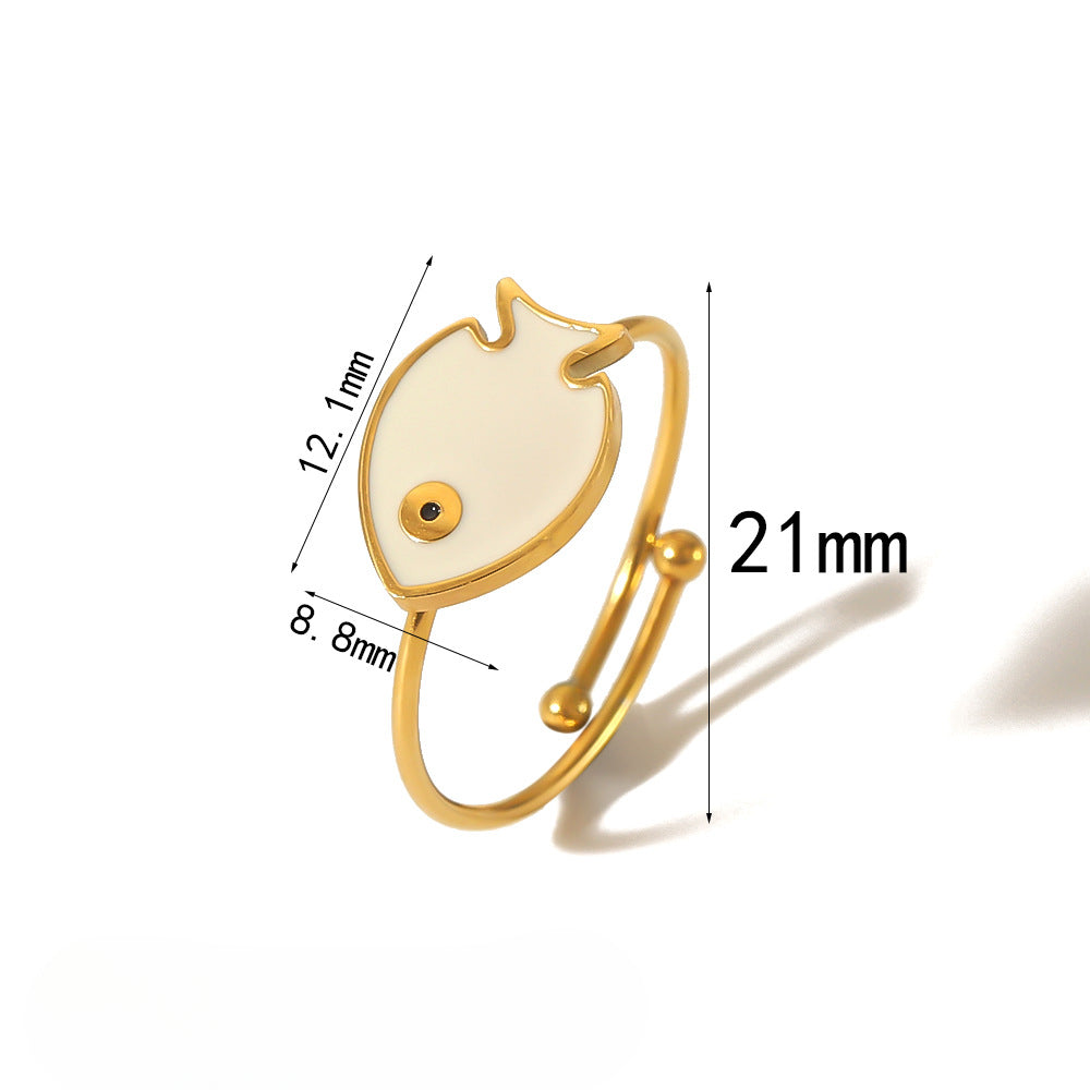 Wholesale Four Leaf Clover Love Heart 18K Gold Stainless Steel Open Adjustable Rings ACC-RS-LiQuan002