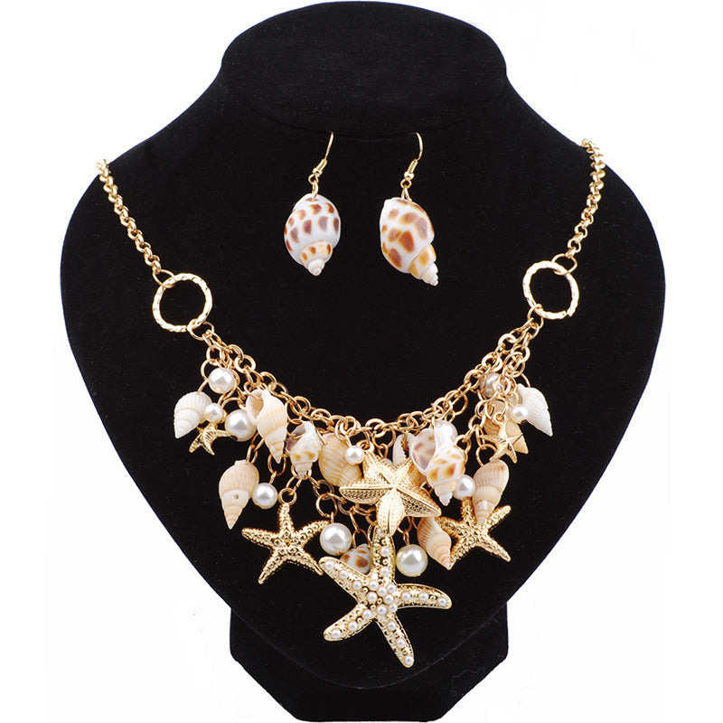 Wholesale Conch Shell Necklace Stacked Clavicle Chain Summer Choker Necklace ACC-NE-Qunq001