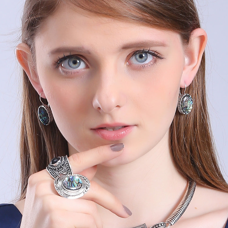 Wholesale Electroplated Mixed Material Drop Earrings Retro Water Droplet Style Fashion Accessory for Women