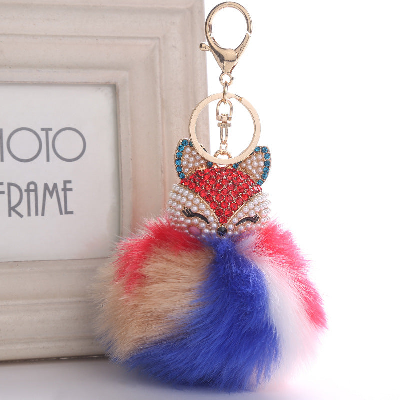 Wholesale Creative Pendant Fox Head Keychains Pom Pom ACC-KC-RongR064