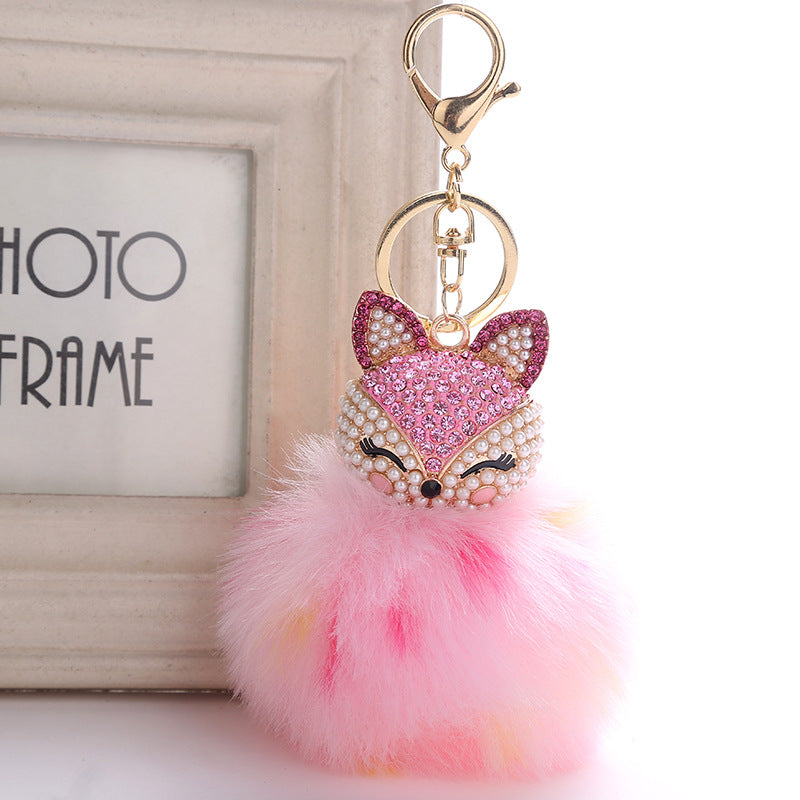 Wholesale Creative Pendant Fox Head Keychains Pom Pom ACC-KC-RongR064