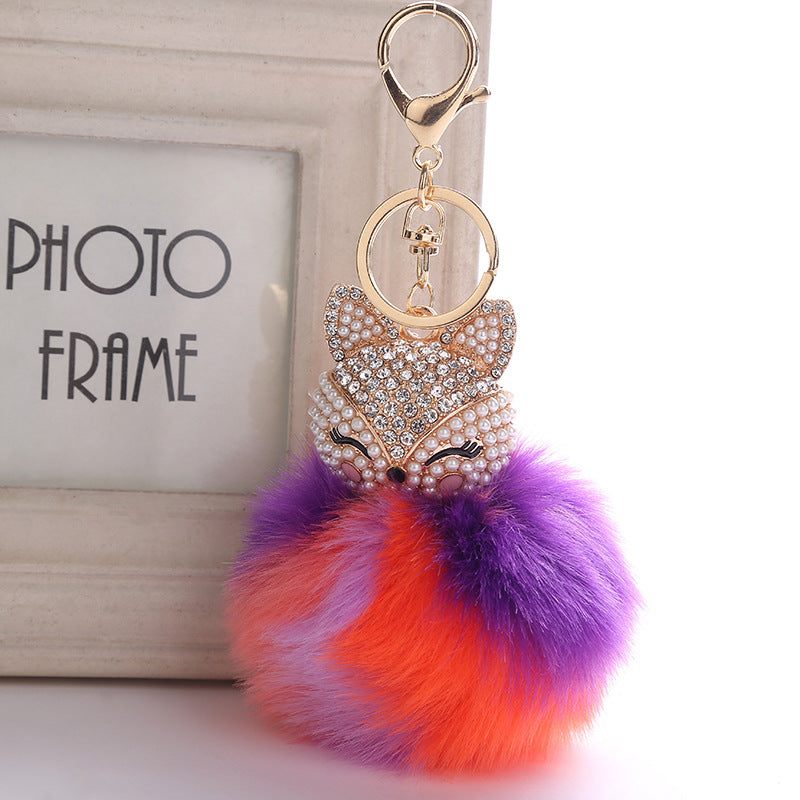 Wholesale Creative Pendant Fox Head Keychains Pom Pom ACC-KC-RongR064