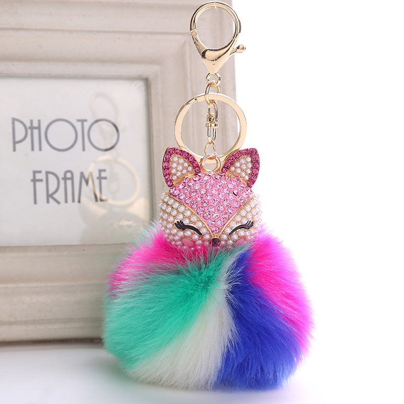 Wholesale Creative Pendant Fox Head Keychains Pom Pom ACC-KC-RongR064