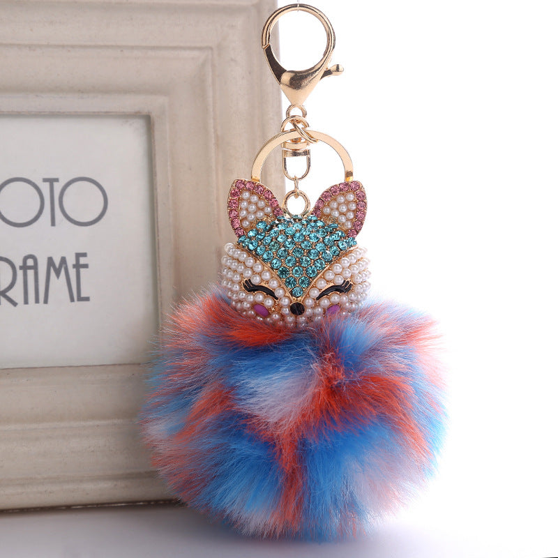 Wholesale Creative Pendant Fox Head Keychains Pom Pom ACC-KC-RongR064