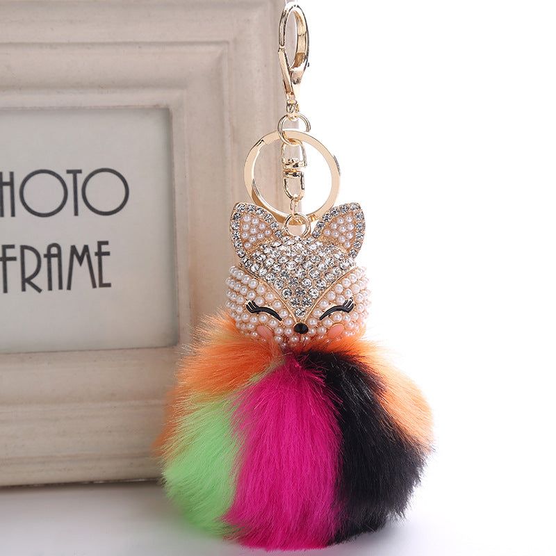 Wholesale Creative Pendant Fox Head Keychains Pom Pom ACC-KC-RongR064