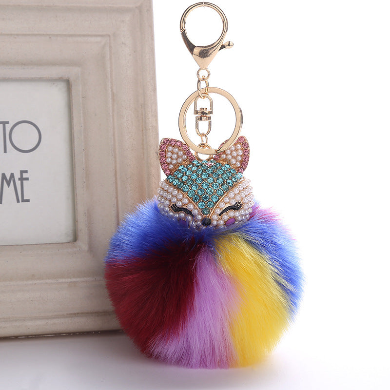 Wholesale Creative Pendant Fox Head Keychains Pom Pom ACC-KC-RongR064