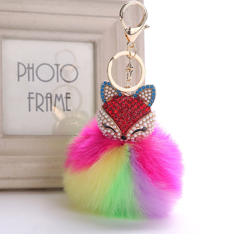 Wholesale Creative Pendant Fox Head Keychains Pom Pom ACC-KC-RongR064