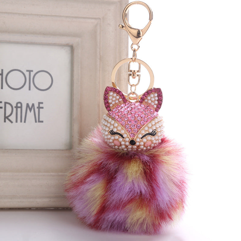Wholesale Creative Pendant Fox Head Keychains Pom Pom ACC-KC-RongR064