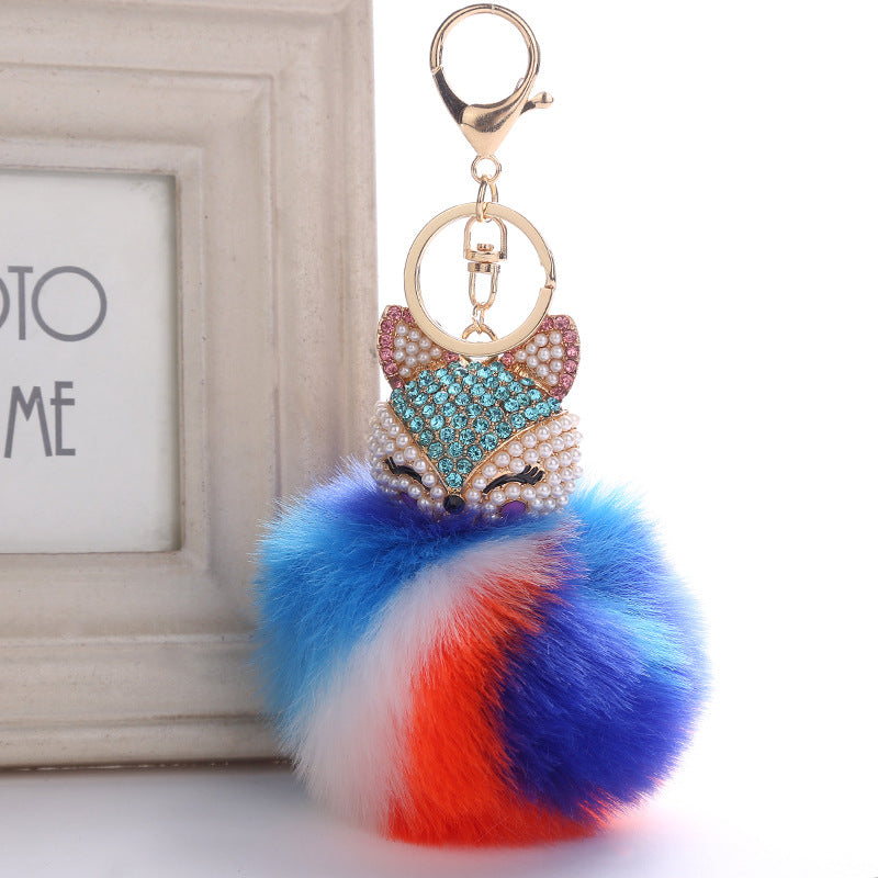 Wholesale Creative Pendant Fox Head Keychains Pom Pom ACC-KC-RongR064