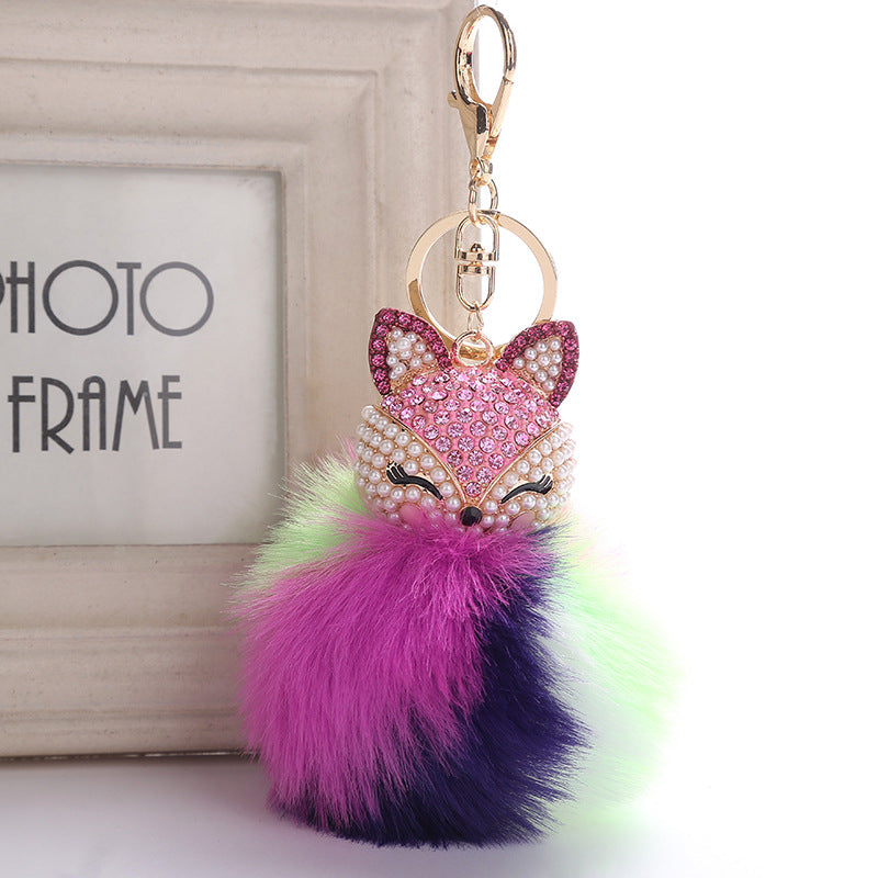 Wholesale Creative Pendant Fox Head Keychains Pom Pom ACC-KC-RongR064