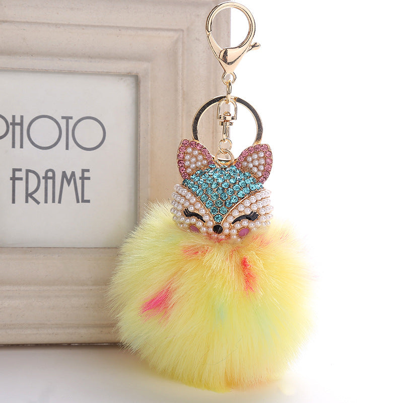 Wholesale Creative Pendant Fox Head Keychains Pom Pom ACC-KC-RongR064