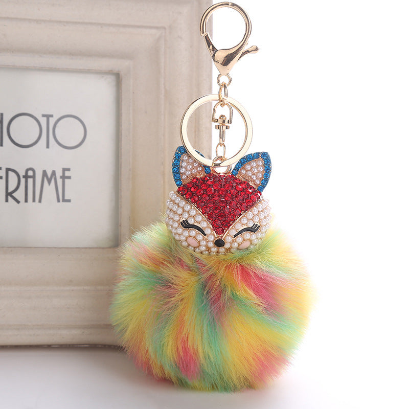 Wholesale Creative Pendant Fox Head Keychains Pom Pom ACC-KC-RongR064