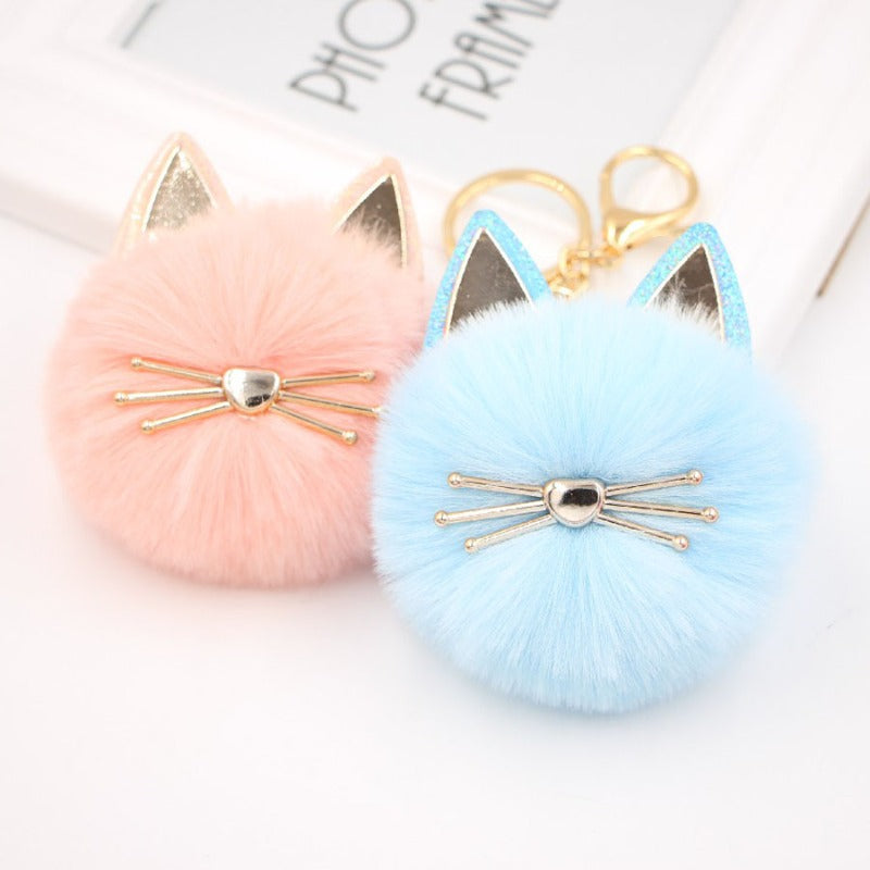 Wholesale Cute Girls Cat Fur Ball Keychains ACC-KC-Zuge011