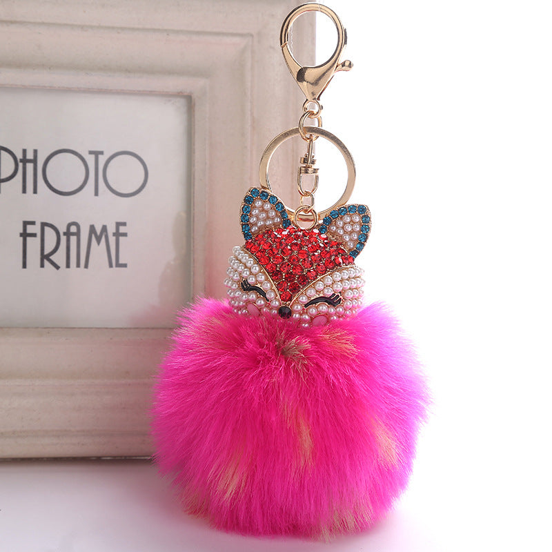 Wholesale Creative Pendant Fox Head Keychains Pom Pom ACC-KC-RongR064