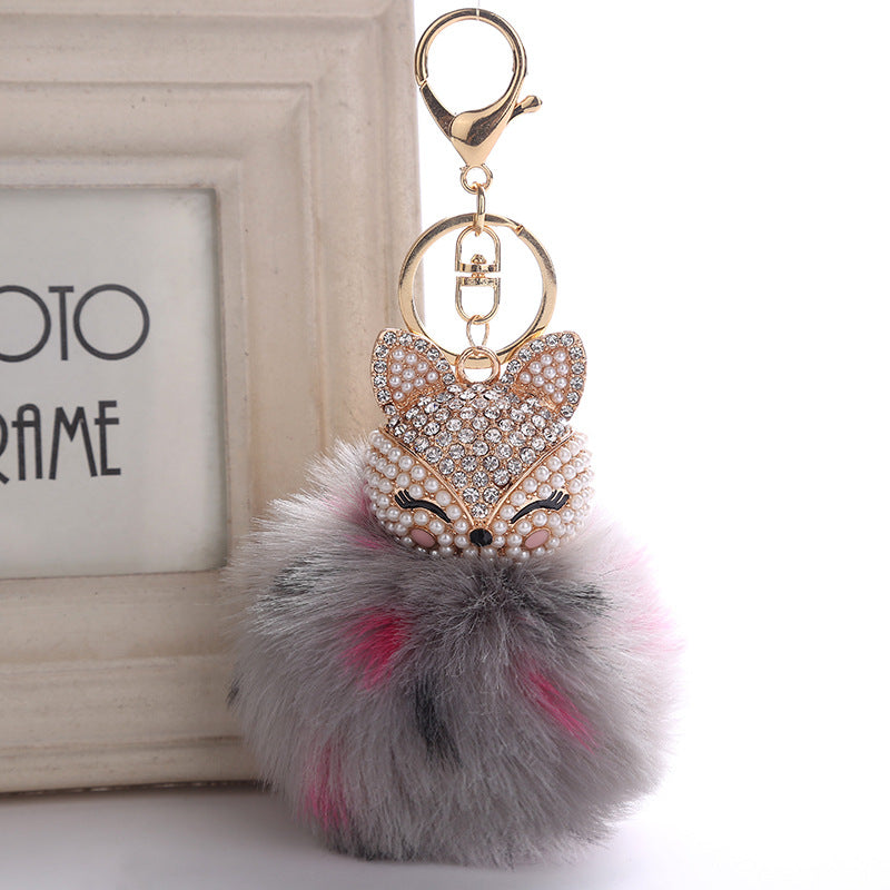 Wholesale Creative Pendant Fox Head Keychains Pom Pom ACC-KC-RongR064