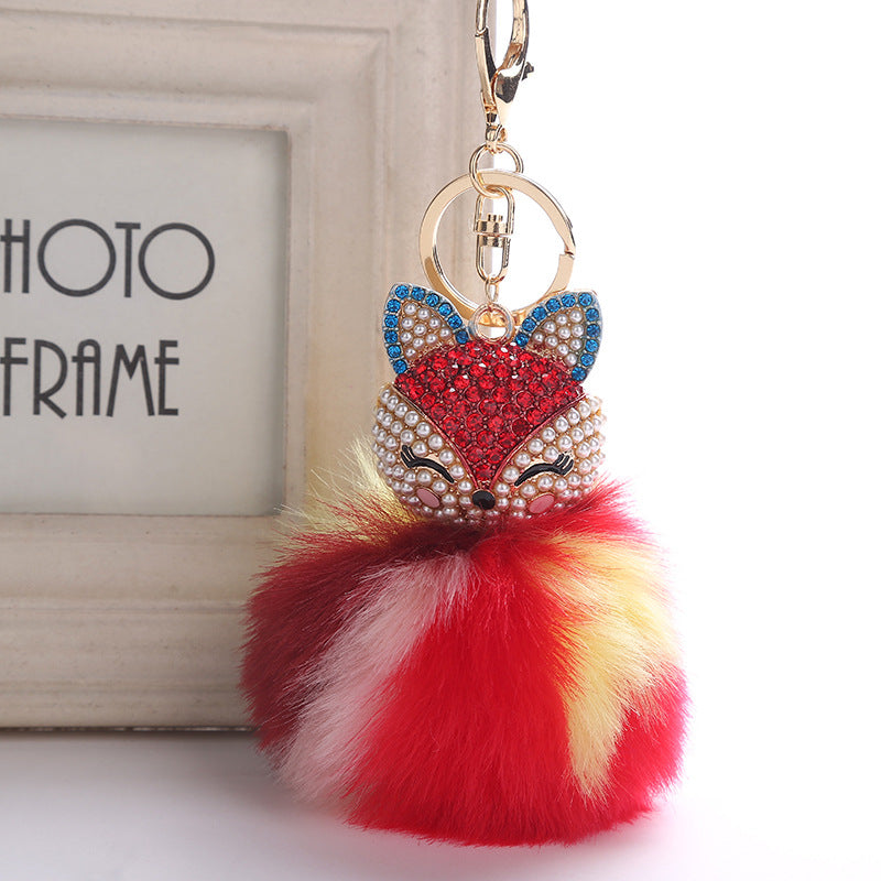 Wholesale Creative Pendant Fox Head Keychains Pom Pom ACC-KC-RongR064