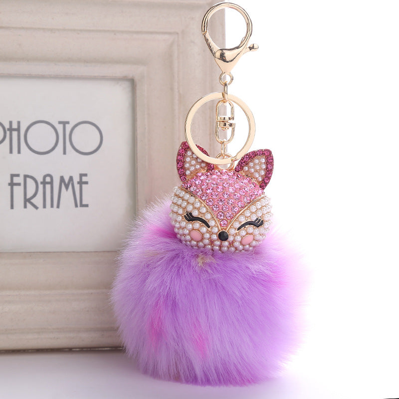 Wholesale Creative Pendant Fox Head Keychains Pom Pom ACC-KC-RongR064