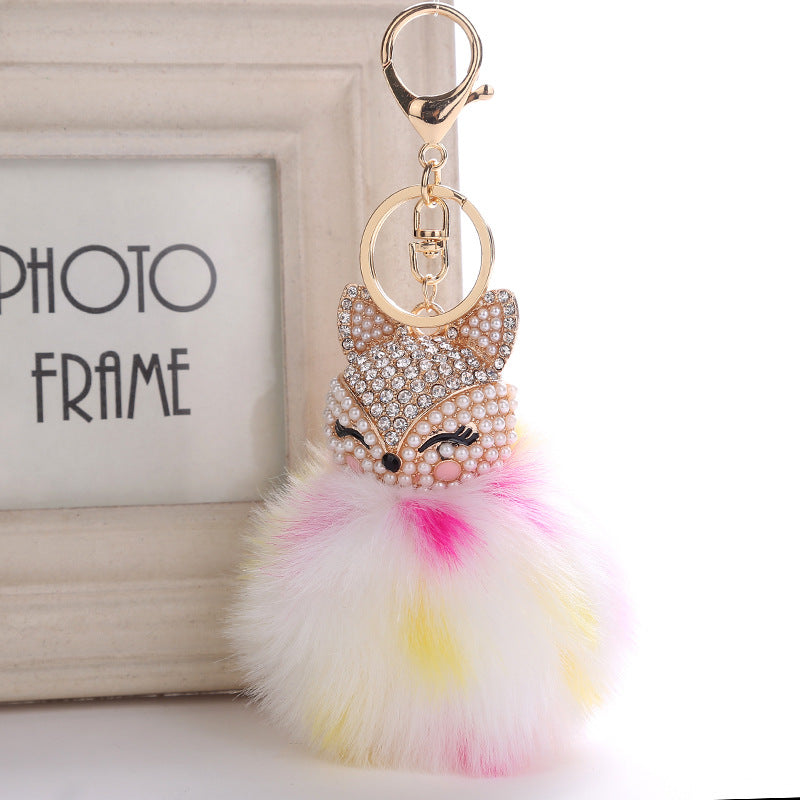 Wholesale Creative Pendant Fox Head Keychains Pom Pom ACC-KC-RongR064