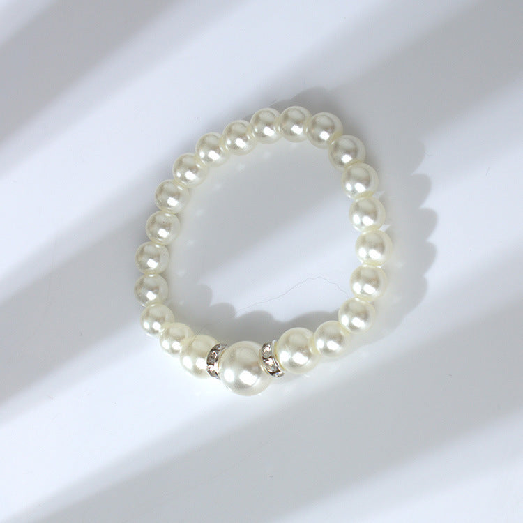 Wholesale Diamond-inlaid pearl necklace bracelet earring set