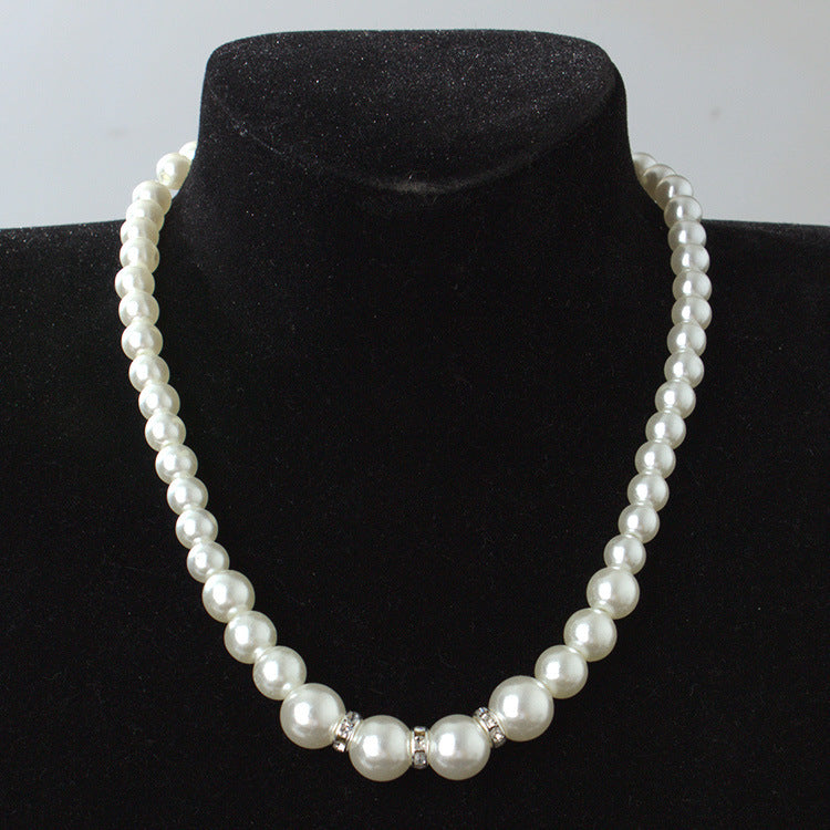 Wholesale Diamond-inlaid pearl necklace bracelet earring set