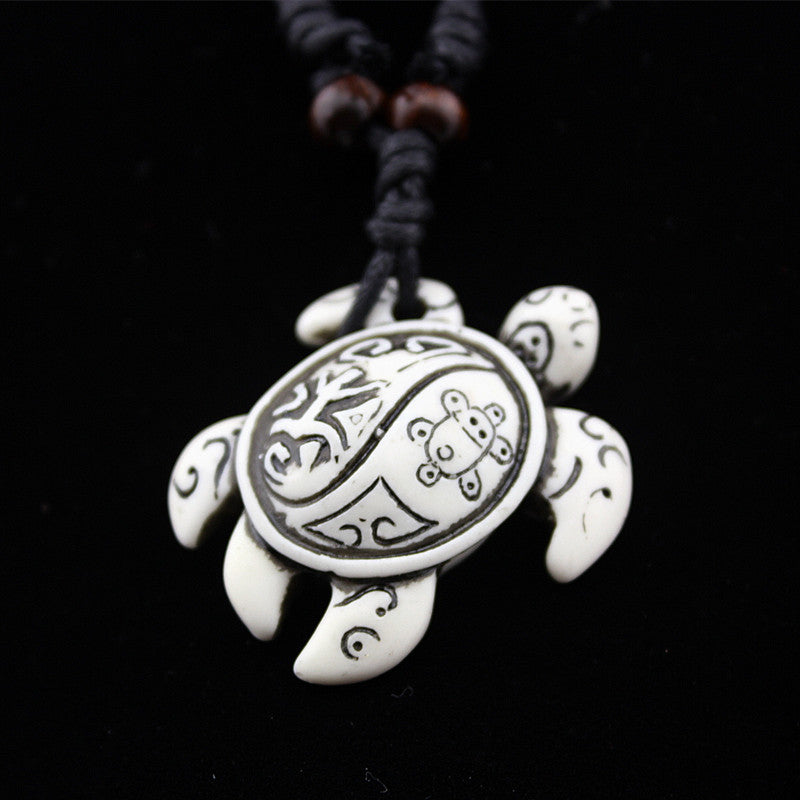 Wholesale Turtle Necklace Yak Bone Carved Turtle Resin Necklace ACC-NE-ShuangDe002