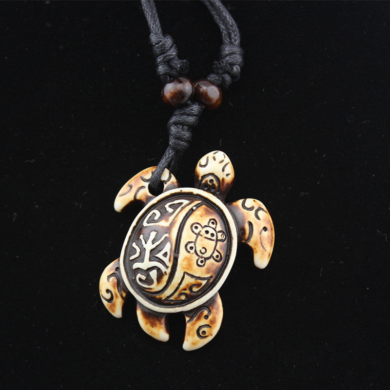 Wholesale Turtle Necklace Yak Bone Carved Turtle Resin Necklace ACC-NE-ShuangDe002