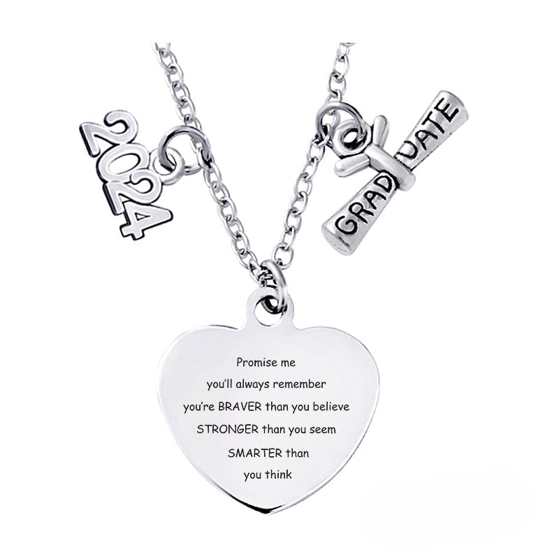 Wholesale Love Pendant 2024 Graduation Season Gift Titanium Steel Necklace ACC-NE-Ganggu001