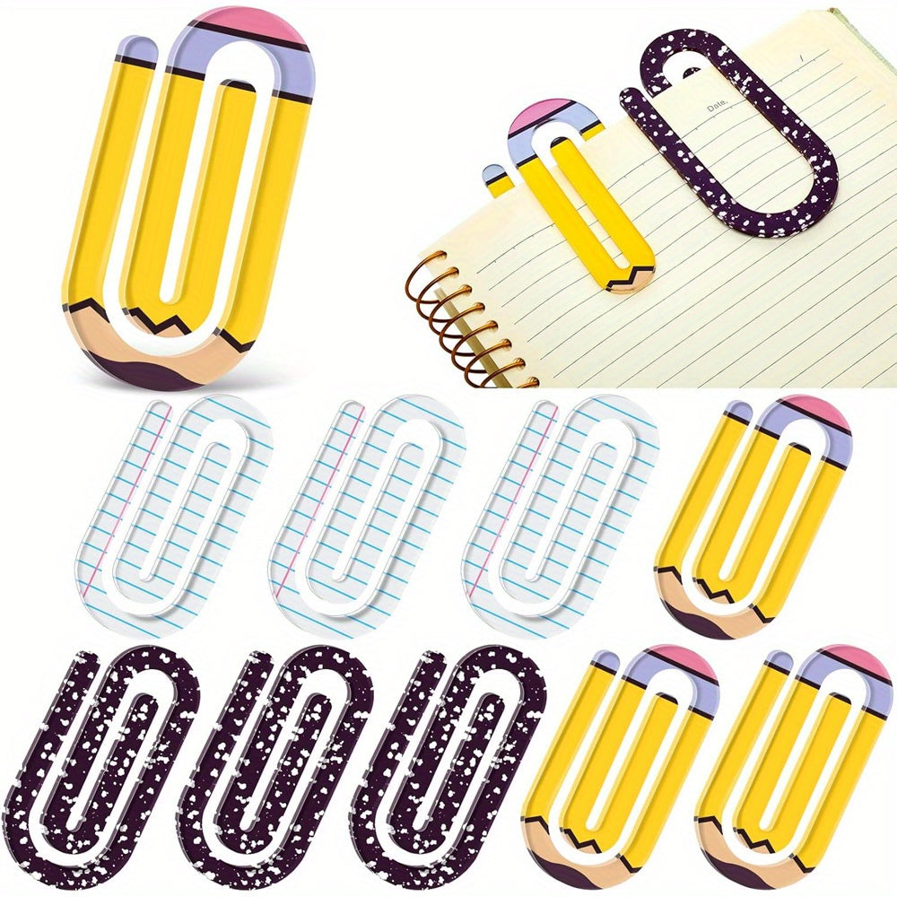 9pcs Jumbo Acrylic Paper Clips Teacher Appreciation Gift 4 Inch Paperclip Bookmark Gift Set for Back to School Office Supplies