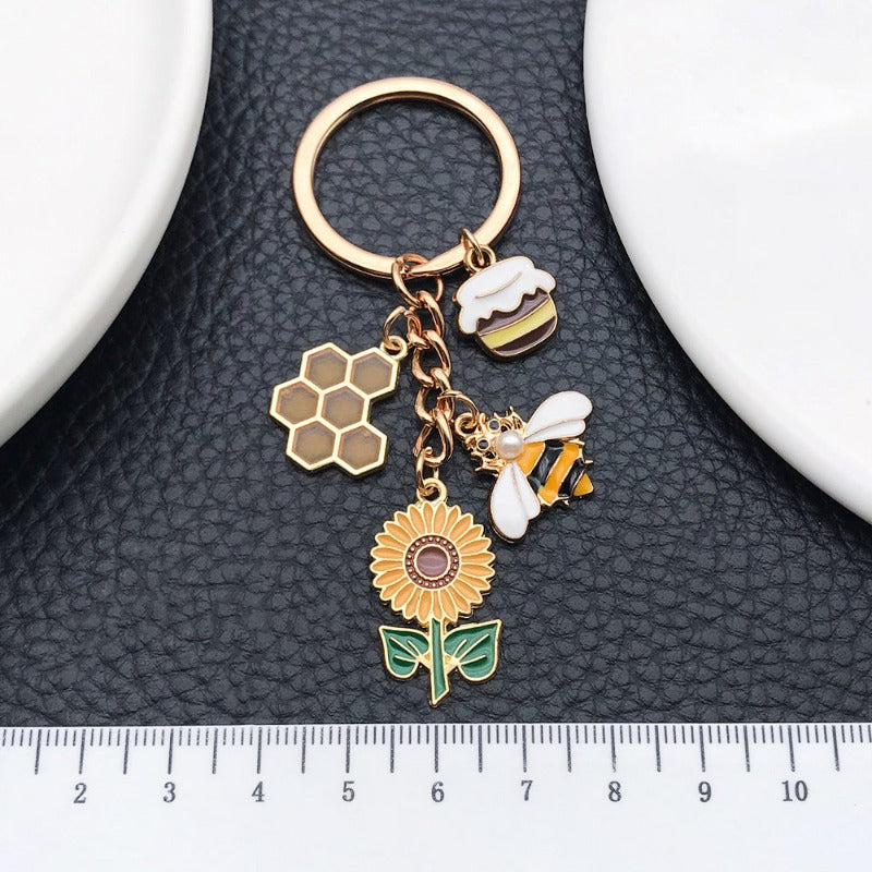 Wholesale Oil Drop Sunflower Beehive Honey Jar Bee Keychain ACC-KC-Luneng004