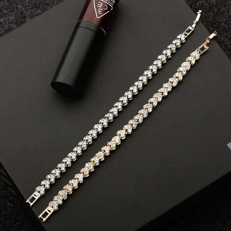 Wholesale Silver Plated Zircon Heart Bracelet Trendy Women S Crystal Jewelry Everyday Wear Gift
