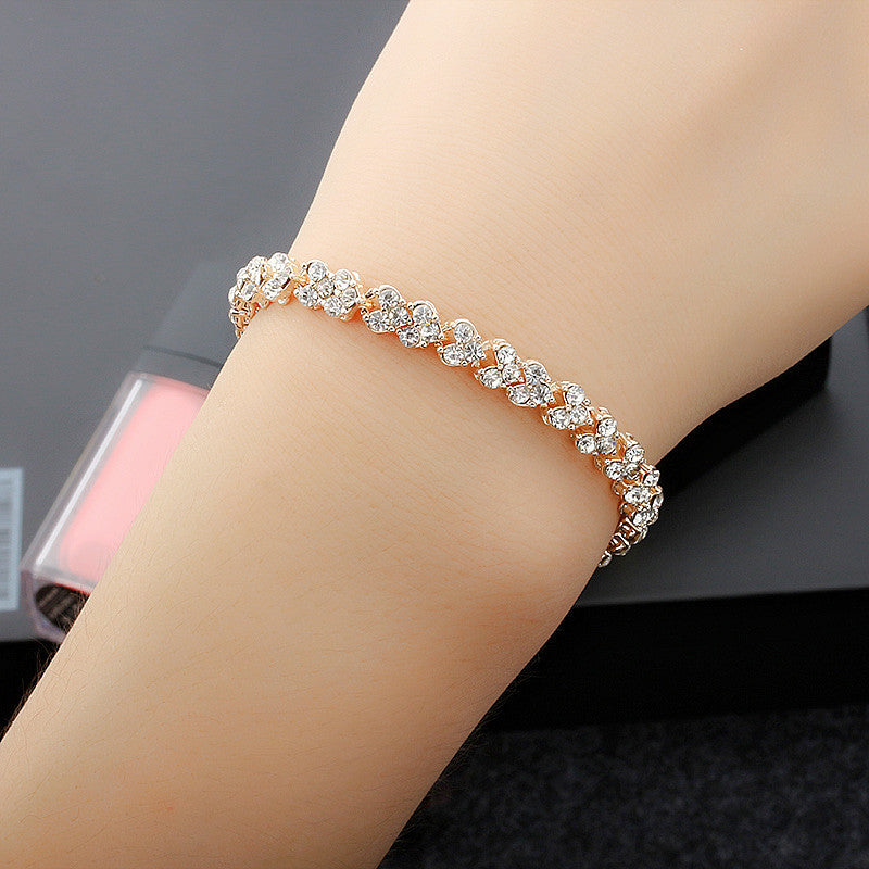 Wholesale Silver Plated Zircon Heart Bracelet Trendy Women S Crystal Jewelry Everyday Wear Gift