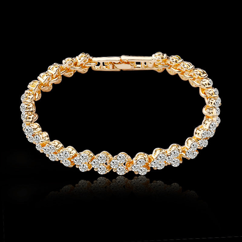 Wholesale Silver Plated Zircon Heart Bracelet Trendy Women S Crystal Jewelry Everyday Wear Gift