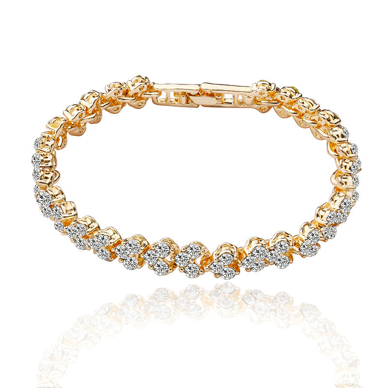 Wholesale Silver Plated Zircon Heart Bracelet Trendy Women S Crystal Jewelry Everyday Wear Gift