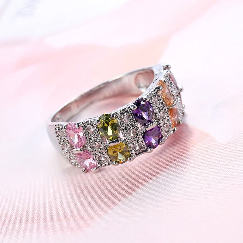 Wholesale romantic colorful zircon ring creative design rings