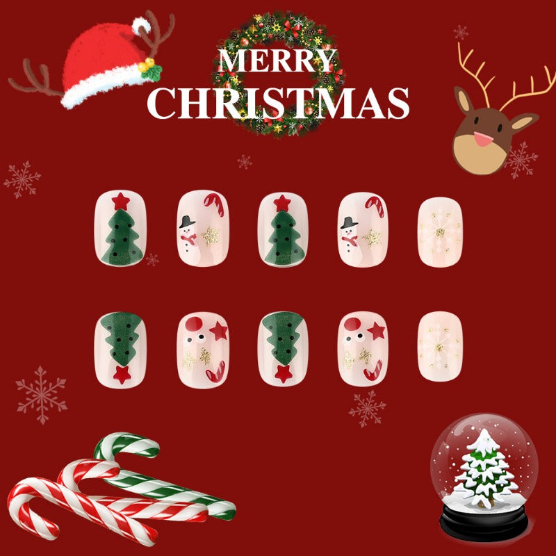 Wholesale 24 Pieces/box Glossy Christmas Tree Nails Kits Nail Stickers ACC-NS-MiKe011