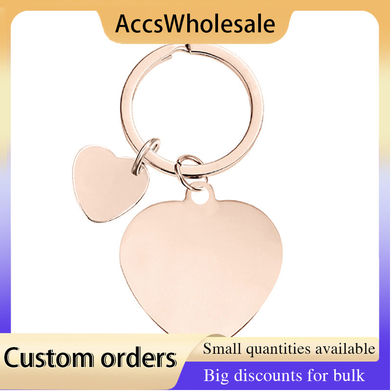 Custom Keychain with Laser Engraved Text or Logo - Multi-color Heart Shape Metal Keychain